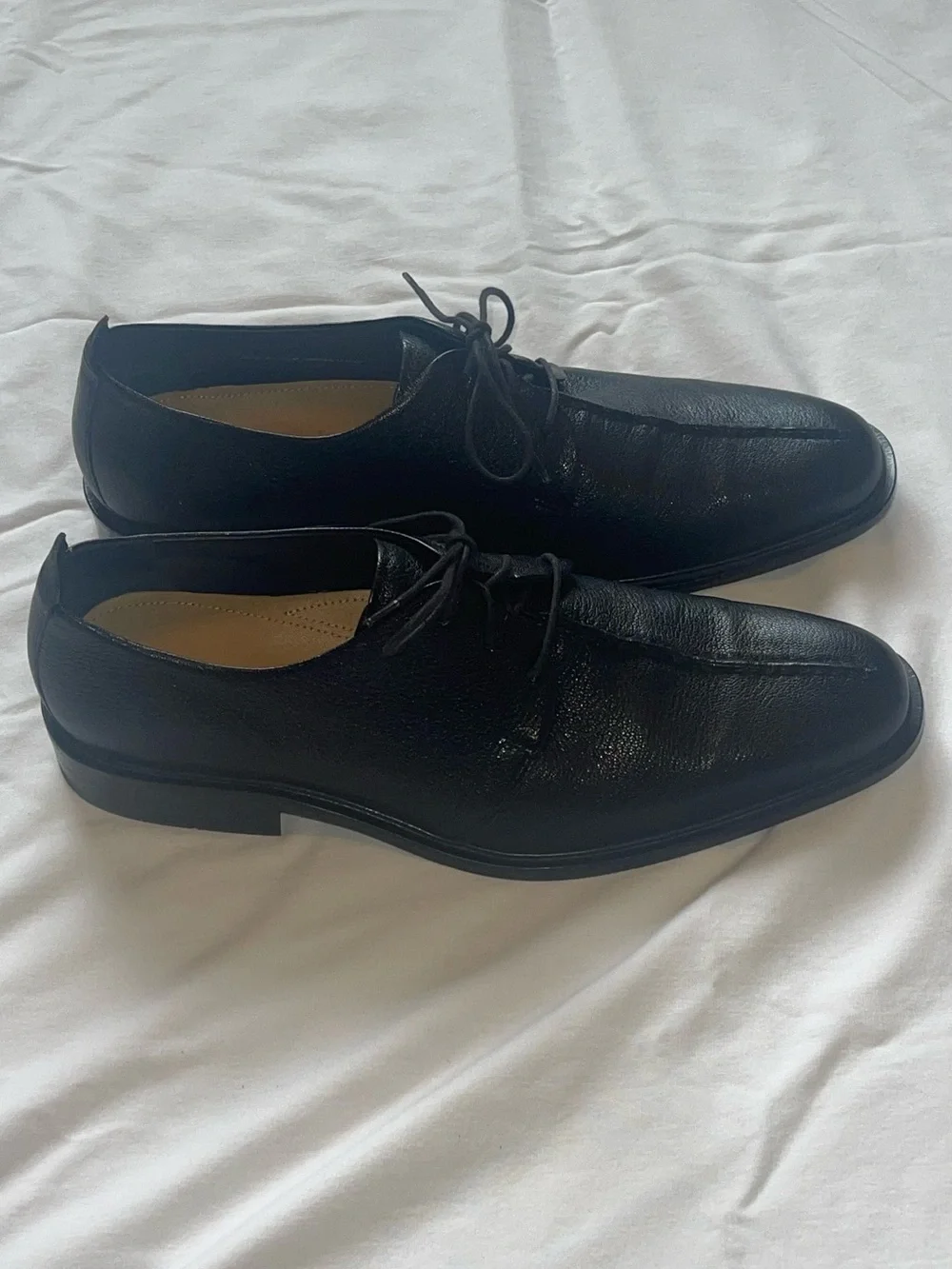 Cole Haan Black Leather Derby Lace-Up Shoes